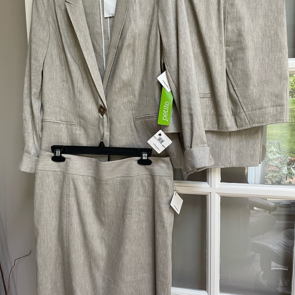 Nordstrom’s Halogen 3 piece Linen Ensemble: jacket, ankle pants, skirt